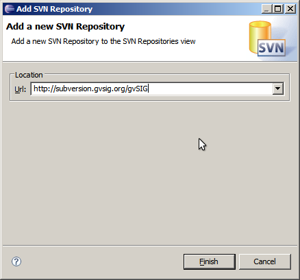 Adding gvSIG SVN repo to Eclipse