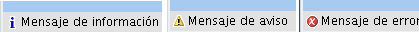Detalle de mensajes de informacin, aviso y error en la barra de estado
